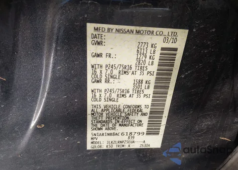 2010 Nissan Pathfinder S from USA, damaged, VIN 5N1AR1NB8AC618799